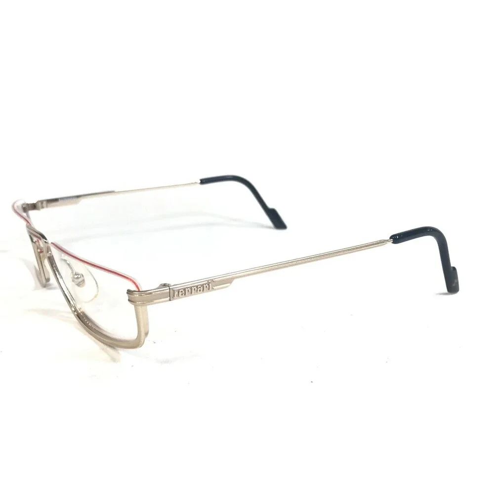 Ferrari F-16 524 Eyeglasses Frames Gold Rectangular Half Rim 54-19-145